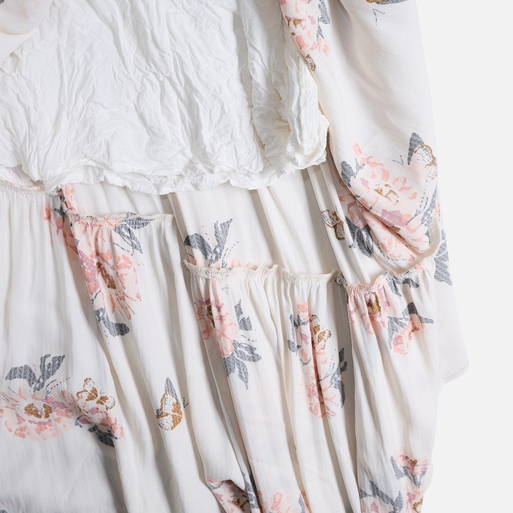 Free People All I Got Maxi Dress Butterfly Effect Floral Tiered Cream Pink 6 - Picture 7 of 13